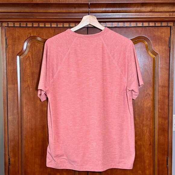J.Crew Performance Heathered Pink Short Sleeve Henley Shirt Size M - Picture 2 of 7